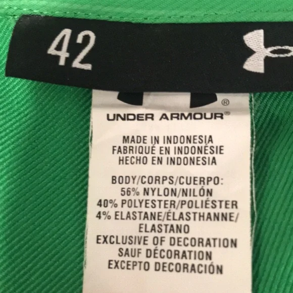 Under Armour Golf Shorts Mens Size 42 Green Pin Stripe Athletic Flat Front - Picture 6 of 9